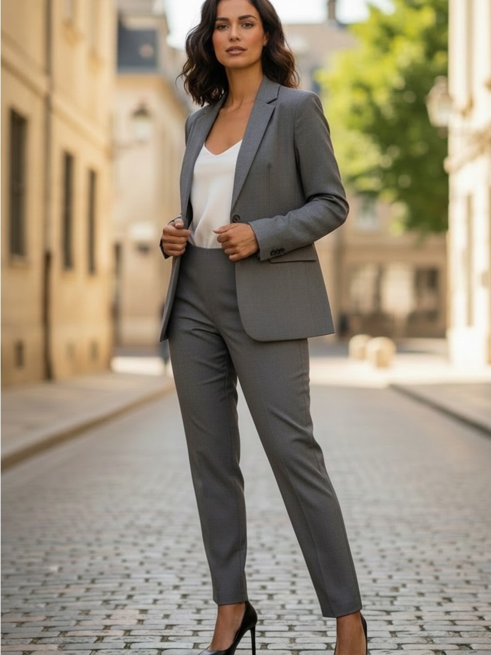 Jenne Maag gray  Taupe 2-Piece Pant Suit, Blazer (size s) & Ankle Pants(size m)